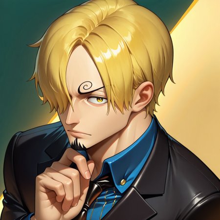 masterpiece, best quality, newest, absurdres, highres, ArcaneEyes-IL, 1boy, Sanji/(one piece/), blonde, blonde hair, yellow nectike, suit, formal clothes