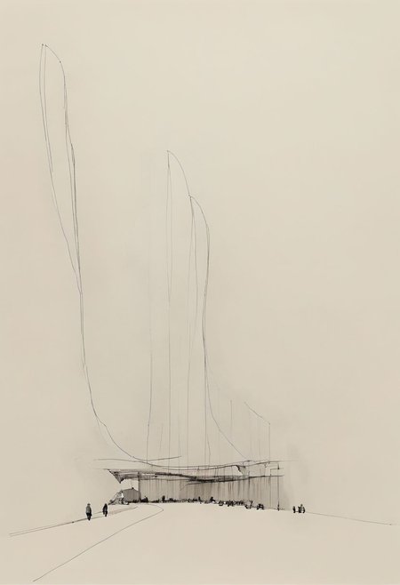 a professional hand sketch of architecture,
(POV view , DOF, first people view from the entrance, low angle shot:1.4),
(Ancient civilization, Alien Prometheus movie scene, dune movie scene:1.5), (The colonial city of the future, in the mist-filled Grand Canyon, on an unknown Earth-like planet, 2 moon on sky, Spaceship flight connects colonies, waterfulls:1.3), (Machu Picchu, a mountain settlement, incredibly spectacular:1.2), (Mario Botta:1.3), (avant-garde, future, reality, science fiction, photorealistic), (modern architecture:1.2), White limestone with black granite, fountain, waterfall, landmark, square, path, narrow street,
(Large Files, Ultra Realistic, 8K, 16k, FHD, HD, VFX, Perfect, Photography, composition, Architecture Sales Photography, Architecture Competition, Ultra High Resolution, Cinematography, High Resolution Image:1.1), (dramatic lighting, direct sunlight, ray tracing, clear shadow:1.2),  (real landscape:1.1), (blurred background:1.0), (urban background, more_details) ,
great lighting, extremely detailed, hillscastel, Neo Classic, Architecture sketch