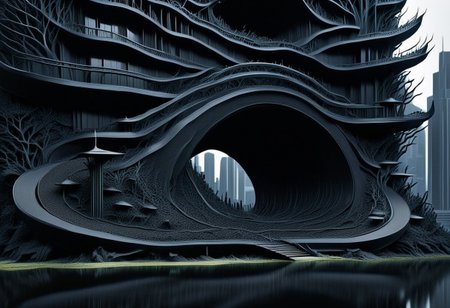 (anime), no human, city ruin, black snake, (masterpiece), score_9