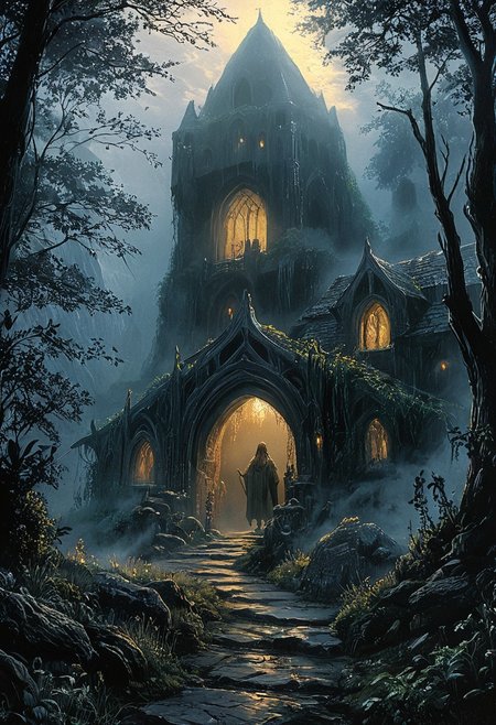 DB4RZ style painting, 　(best quality ) ,(award winning, fog, (aesthetic of with serenity atmosphere:0.5))(analog photo:1.2),((),(dynamic camera),Completely The world of the Lord of the Rings, pure black, detailed, but the Lord of the Rings of life are rising, FastNegativeV2, ral-dissolve, amazing quality, masterpiece, best quality, hyper detailed, ultra detailed, UHD, perfect anatomy, , detailed, , , hyper detailed, professional poster art, bold lines, award winning, , FastNegativeV2, ral-dissolve, cyberpunk