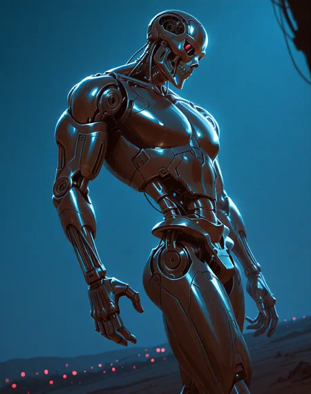 <lora:Terminator_(Terminator)_(Illustrious)_(AD):1> Terminator, robot, endoskeleton, 
((
exterior, science fiction, night, night time, post apocalyptic landscape, 
dutch angle, dynamic action, male focus, solo, villain, solo, powerful, superiority, brushed titanium, large shoulders, thick arms, thick legs, wide chest, side view, 
)),
BREAK: very awe, aesthetically pleasing, masterpiece, best quality, amazing quality, very aesthetic, depth of field, absurd details, depth of field, atmospheric rendering, natural shading, soft shading, 
BREAK: lazympos, lazypos (3),