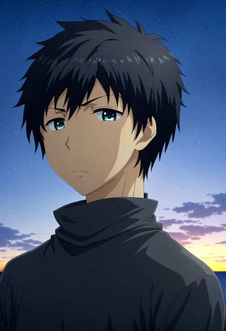 high resolution, solo, best quality, 1Boy, Arata Kaizaki, Black Hair, glomySky, OverallDetail