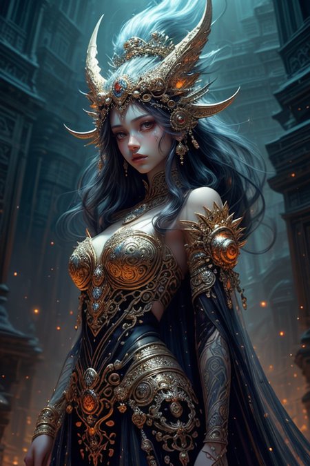 ethereal fantasy concept art of  at distance,cowboy shot,(rich, royal, lot of jeweler:1.3),(by Artist Andre-Charles Boulle:1.3),(divinity:1.3),<lora:Concept_-_Hella-sthetic_v2:0.7>,<lora:wrenchsfantasy:0.3>,wrenchsfantasy,fantasy,glowing,glowing eyes,chinese goddess,, intricate, elegant, highly detailed, symmetry, magical atmosphere, sharp focus, majestic, very coherent, radiant, advanced, cinematic, artistic, fine detail, winning, beautiful, stunning, dramatic light, designed, rich deep colors, perfect professional background, ambient, tailored set composition  . magnificent, celestial, ethereal, painterly, epic, majestic, magical, fantasy art, cover art, dreamy