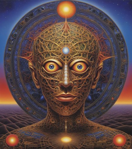 Tool Metal album cover, style by Alex Gray, (write text: "TOOL")