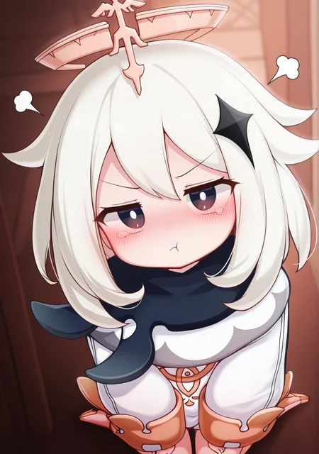 masterpiece,best quality,amazing quality,
<lora:mochikushistyle:1>,mochikushistyle,
1girl,paimon \(genshin impact\),pout,looking at viewer,wariza,