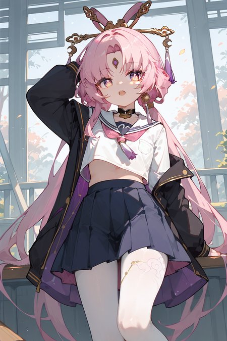 (score_9,score_8_up,score_7_up),<lora:Fu Xuan(Honkai Star Rail)-v1>,Fu Xuan(Honkai Star Rail),1girl,pink hair,solo,skirt,long hair,school uniform,forehead mark,pantyhose,jacket,white pantyhose,open mouth,serafuku,choker,blue skirt,purple eyes,white shirt,looking at viewer,bangs,black jacket,shirt,long sleeves,jewelry,earrings,:o,pleated skirt,facial mark,parted bangs,midriff peek,sailor collar,very long hair,black choker,pink eyes,
good feet,anime,NSFW,expressive,amazing quality,ultra hd 32k,moody lighting,