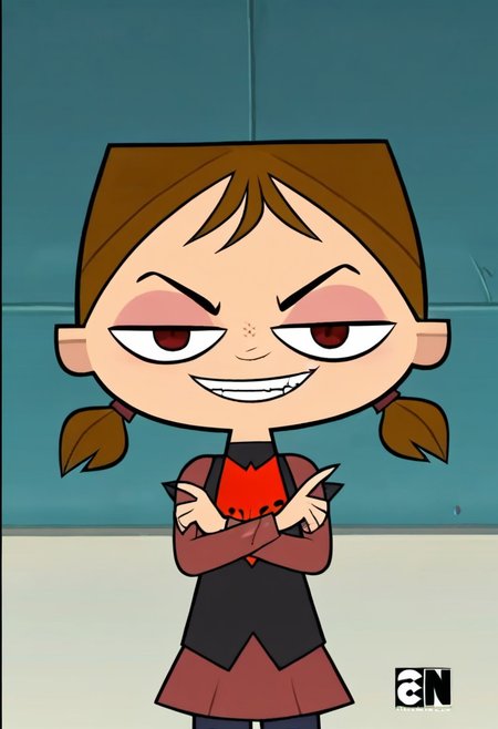 Tota dramarama, Courtney, general
short twintails, naughty, evil smile, looking at viewer, smug, 1girl, solo,