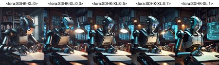 Robot studying to become a PhD in mathematics, cyberpunk, neonpunk, sharp focus, layout like a movie poster, cinematic, beautiful mechanics, masterpiece, beautiful detailed, dramatic atmosphere, gopro, <lora:SDHK-XL:0>