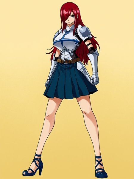 score_9, score_8_up, score_8, score_9, score_8_up, score_7_up,zPDXL2, source_anime,
 good_hands, better_hands,
artstyle_onepiece_mangacolored_ownwaifu,
erzaxl, 1girl, solo, long hair, looking at viewer,  large breasts, hair over one eye, brown eyes, 
 large breasts, light smile,straight hair, full body, pleated skirt, armor, belt, high heels, gauntlets, 
yellow background, gradient background, halftone background, 
<lora:erzaxl:1>,  <lora:pony_good_hands:1> <lora:PONYXL_OnePiece_MangaColored_ownwaifu:0.7>