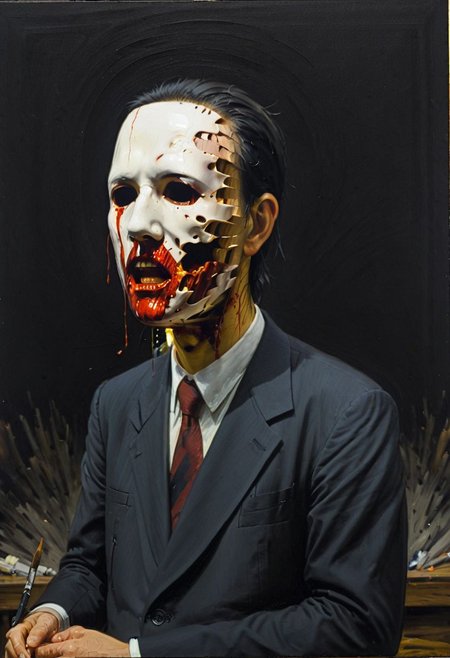 My head is slicing into enigmatic sections, and my primary symptom is that I have no face, but I must see, internationally recognized oil painting by the master, sold at auction for 23 million USD. Expressive powerfully pained expression intermingled with notes of confusion.