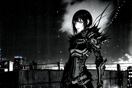 highly insanely detailed, masterpiece, top quality, best quality, highres, 4k, 8k, RAW photo, (very aesthetic, beautiful and aesthetic),  
tsutomu nihei,nihei_tsutomu,blame!,blame gakuen!,abara,TNstyle,sidonia_no_kishi,gauna,gauna mech,drainpipe,light particles,fog,smoke,mist,foggy,toha heavy industries,concrete walls,metal walls,dark sky,black sky,tentacles,star \(sky\),starry sky,dome,wire,flock,no human,empty,decrepit,blm,futuristic,dark background,open space,cyberpunk,science fiction, 
<lora:ABARA:0.7>, 
(1girl:1.3), 
solo focus, 
flare,fog,wet,wet body,rain,raining,night,neon lights,twilight,a colorful background,(fluid color background),âââ