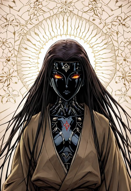 comic masterpiece, best quality, good quality, very aesthetic,
<lora:nikifilini:1.5> nikifilini, A vicissitudes of female Ninja, weather-beaten,stark black white and dark-yellow, demon in background, cherry blossoms, russ mills, painting, cinematic, illustration, dark fantasy, portrait photography, conceptual art, ukiyo-e epic action, U casting shadow style, cucoloris patterned illumination, dvr-lnds-sdxl, ral-dissolve, ral-ertmsphr, ral-porcelain, ral-pxlprtcl, Niji, aidma-niji asdfm3cha, cyb0rg, science fiction, cable, mechanical parts, . graphic illustration, comic art, graphic novel art, vibrant, highly detailed