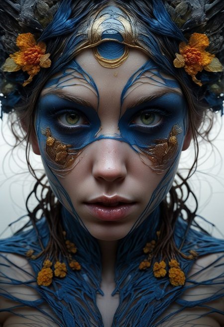 Close-up face, messy make-up, mysterious girl in traditional clothing, goddess, alluring, by Minjae Lee, Carne Griffiths, Emily Kell, Steve McCurry, Geoffroy Thoorens, Aaron Horkey, Jordan Grimmer, Greg Rutkowski, amazing depth, double exposure, surreal, intricately detailed, bokeh,  perfect balanced, deep fine borders, artistic photorealism , smooth,  great masterwork by Suiras  <lora:add-detail-xl:2>  <lora:Double_Exposure:0.5>