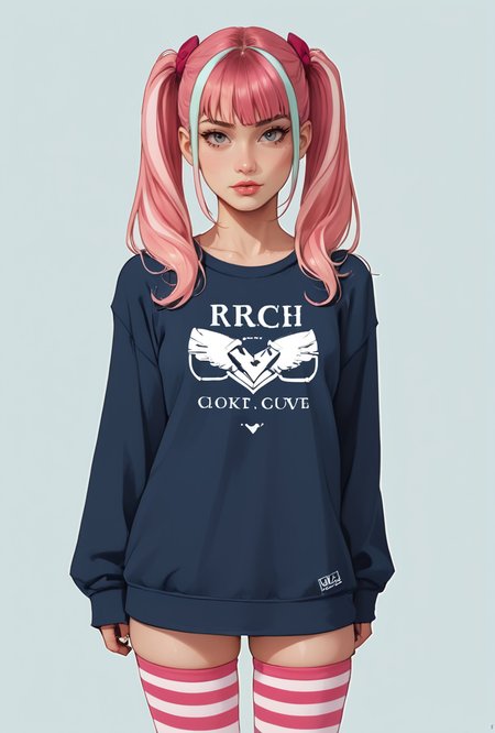 HDR photo of core_9, score_8_up, score_7_up,  1girl, pink hair, twintails, striped thighhighs, skindentation, . High dynamic range, vivid, rich details, clear shadows and highlights, realistic, intense, enhanced contrast, highly detailed