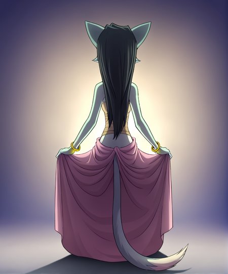 score_9, score_8_up, score_7_up, source_anime, BREAK <lora:lilith_calah_Pony:0.8>, lilith_calah, 
lilith_calah, , 1girl, solo, tail, furry female, animal ears, sitting, long hair, from behind, bracelet, black hair