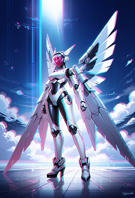 score_8_up, score_7_up, source_anime, detailed background, 
god from machine. android, robot, polygonal wings, battle angel
glitch