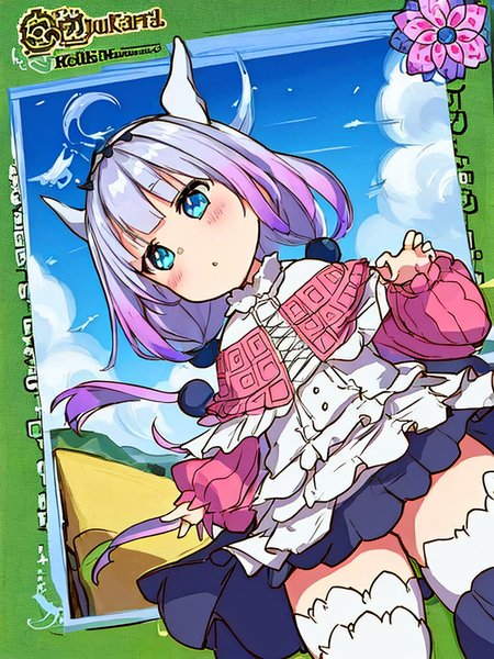 kanna, dragon_girl,, original,(illustration:1.1),(best quality),(masterpiece:1.1),(beautiful and clear background:1.25),(extremely detailed CG unity 8k wallpaper:1.1), (colorful:0.9),(depth of field:0.75),( ink splashing:0.95),(color splashing:0.85),(watercolor:0.65),
\\
(cowboy shot:1.4),blue (school uniform:1.4),
1girl, bangs, :d, brown hair, blue_eyes, dress, earrings,looking_at_viewer, neck_ribbon, long hair, smile,
\\
classroom, indoor, sunny, detailed blue sky,
 <lora:kannaKamui_v1:0.8>
