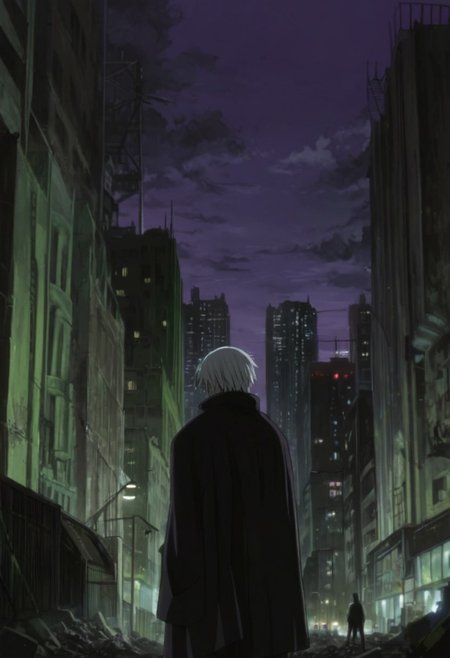 D4RK3RTH4NBL4CK, source_anime, source_hentai, source_anime, cityscape, score_9, score_8_up, score_7_up, score_6_up, urban, night, purple sky, cloudy, noir, concrete, wall, technology, sci-fi, darker_than_black, anime