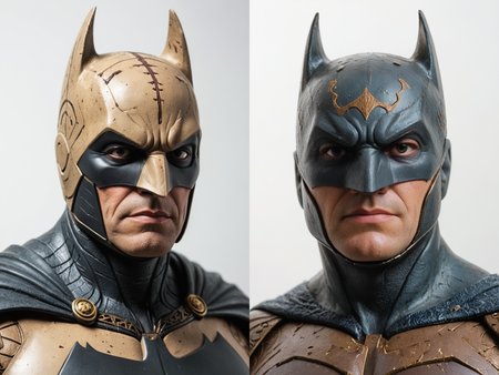 a  <lora:RMSDXL_Photo:3> on white background, close up of Etruscan Batman , marvel comic book styling