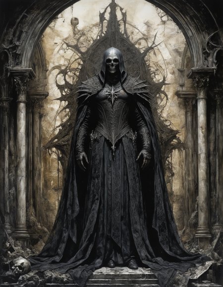 by ian miller,  (gothic but extremely beautiful:1.4), (masterpiece, best quality:1.4) , in the style of nicola samori,
full shot, wide angle view
<lora:epi_noiseoffset2:0.5> <lora:add-detail-xl:1> <lora:xl_more_art-full_v1:0.5>  <lora:NicolaSamori:0.7>