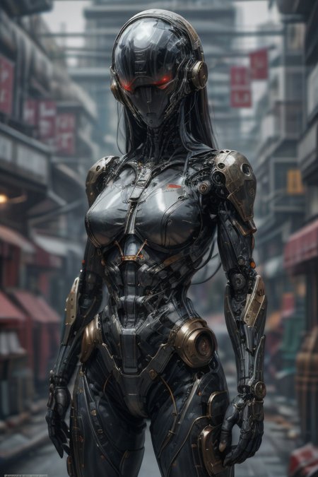 biomechanical style masterpiece,best quality,absurdres,high details,8K,photorealistic,amazing body,at distance,cowboy_shot,posing,flirting,(playful gaze, smirking:1.1),1girl,<lora:r4gdroid_v2:0.7>,r4gdr01d,gynoid,<lora:Cyberhelmet:0.5>,cyberhelmet,helmet,cyberpunk,antennas,<lora:Concept_-_Hella-sthetic_v2:0.3>, . blend of organic and mechanical elements, futuristic, cybernetic, detailed, intricate
