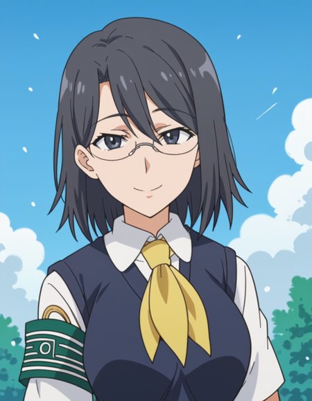 score_9, score_8_up, score_7_up, source_anime, <lora:mii-konori-s1-ponyxl-lora-nochekaiser:1>, mii konori, short hair, black hair, black eyes, glasses, hair between eyes, mature female, anime screencap,, skirt, school uniform, plaid skirt, armband, sweater vest, neckerchief, yellow neckerchief, green armband, pleated skirt,, snow day, winter clothes, snowball fight, laughter, cold breath, white landscape, , smile, looking at viewer, solo,, dutch angle, cowboy shot
