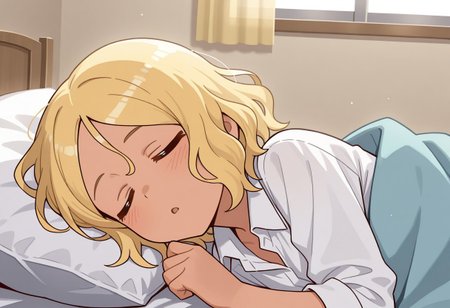 masterpiece, best quality, 32k, high resolution, absurdres, sakura (nagatoro), sleeping, blonde hair