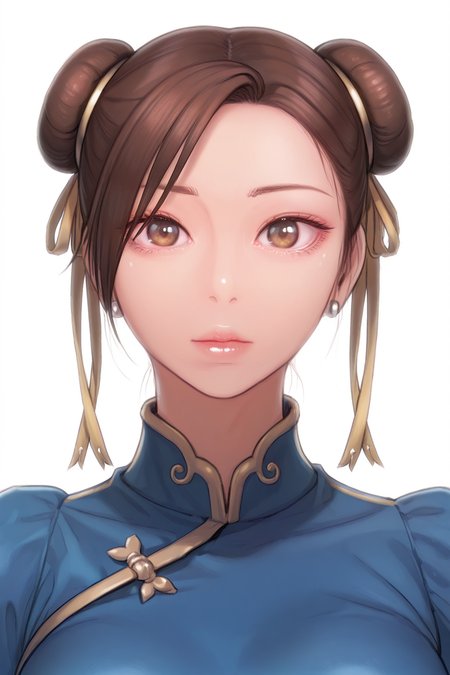 {{masterpiece,best quality,amazing quality,absurdres}}, 
BREAK
1girl, solo, white background, portrait, upper body, looking at viewer, chun li, blue chinese dress, poofy sleeves, short sleeves, breasts
 <lora:Park_Hyeongjun_-_Illustrious:1>