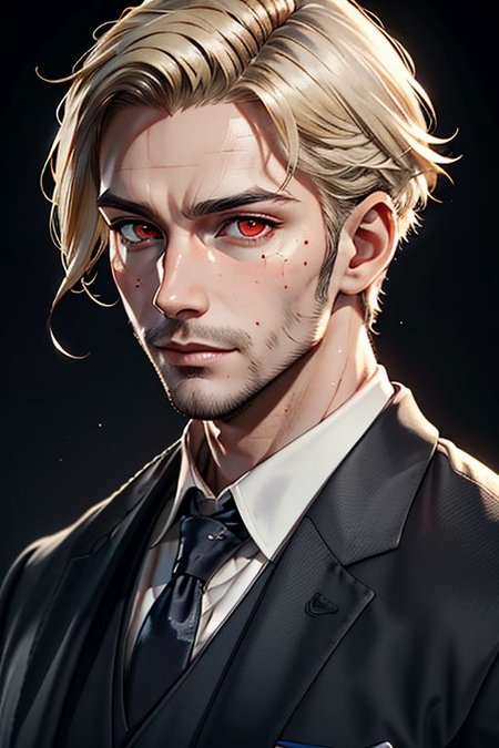 Master piece, highest quality, highest possible OverallDetail, semirealistic,  red eyes,
Create an elder of a cultivator sect.
The character looks like he is in his late twenties or early thirties. He is handsome.
He has blond styled hair. 
His eyes are darkblue. Detailed face.
