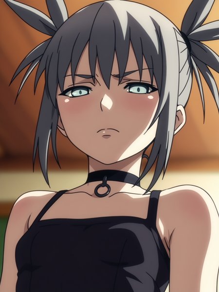 <lora:happy_tentacle-oboro-v0.3-000020:0.9>, (ht_oboro:1.2), grey hair, small breasts , close-up, 1girl, solo focus,(annoyed:1), indoors, goth fashion, black clothes, eyeliner, layered clothes, choker , backlighting, depth of field, from below, (petite:1.2), score_9, score_8_up, score_7_up, score_6_up, score_5_up, score_4_up,