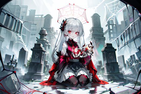 highly insanely detailed, masterpiece, top quality, best quality, highres, 4k, 8k, RAW photo, (very aesthetic, beautiful and aesthetic),  
(rsef style,fevercell style),human_machine_hybrid,abstract_background, 
<lora:rsef-000225:0.7>, 
(1girl:1.3), 
1other, 
(blue_pinafore,white shirt,white skirt),Malaysia Non-Muslim School Uniform,(1girl:1.6),solo,solo focus,(fully clothes,fully clothed:1.2),upper body,close-up portrait,face focus,sfw,safe_for_work,(high_collar,neck_coverage,Conservative Clothing,midi_skirt,long_sleeves,maxi_skirt:1.2),(casual_wear,full_coverage,full_body_covering:1.2),(netorare face,netorare,ntrgao,ntr face),nose blush,forced smile,undead,zombie,decaying,ZombieCh,dead skin,CNzombie,jiangshi,cyberpunk prosthesis,holding a teddy bear,zombie pose,zombie Meat,wasteland,(cemetery,graveyard),(burial_mounds,floating_island_graveyard,Ancient Era Graveyard,crypt,mausoleum,churchyard),gothic_gravestone,marble_headstone,stone_tablet,buttons,asymmetrical legwear, 
, 
long hair,elegant_finish,flipped hair,hair blown by wind,hair over one shoulder,hair ornament, 
, 
rouka,japanese_apartment_hallway,door,a rugged mountain track, with off-road conditions, rocky obstacles, adventurous routes,lantern,soft_lighting,(spider silk,spider webs:1.4), 
,âââ