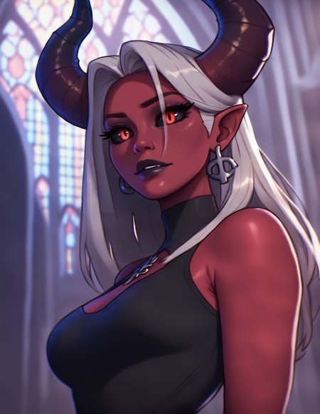 demon woman standing in dark gothic church, red skin, horns, black sclera 
source_cartoon, rating_questionable,
score_9, score_8_up, score_7_up, score_6_up, score_5_up, score_4_up,
<lora:RoccoV1:1>