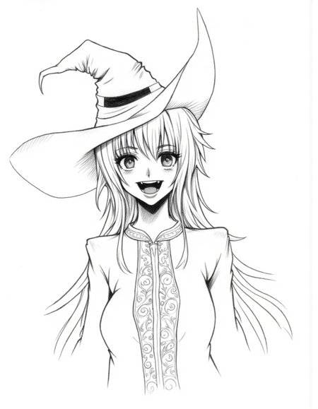 Halloween_Art_Style_Concept, A black-and-white pencil drawing