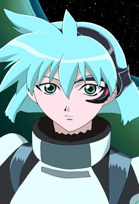 high quality, highres, 1girl, meia gisborn,  solo,green eyes, looking at viewer,  hair between eyes, blue hair, short hair, aqua hair,  indoors, space, bodysuit, eyepiece, standing, portrait,