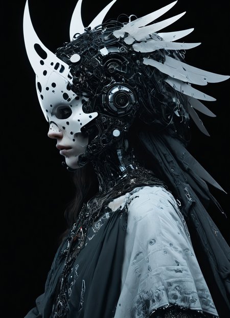 fantasy, woman knight, Nick Knight, Jamie Hawkesworth, Robert Rauschenberg, Harry Clarke, close up, hyper detailed, boho, scifi, intricate, AES+F, poster, artstation, black background, <lora:add-detail-xl:0.5>, <lora:ES_Kurosawa_Samurai:1>, <lora:ES_ELYSIUM:0.5>, <lora:xray:1.2>