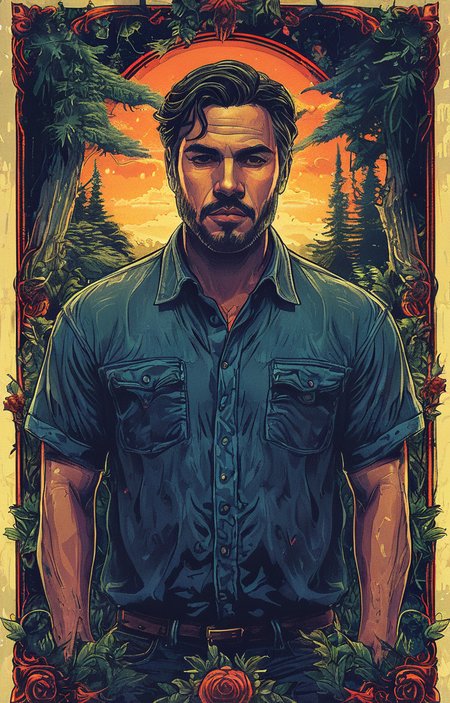 masterpiece,best quality,<lora:tbh160-sdxl:0.9>,illustration,style of Dan Mumford, portrait of man