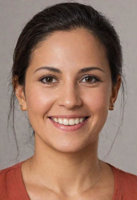 Create an ultra-realistic and detailed portrait photo of a smiling 35-year-old Latina woman