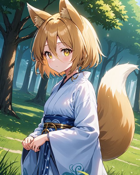 kudamaki tsukasa,1girl, fox_tail, solo, kimono, seiza, long_sleeves, grass, fox_girl, tree, outdoors, nature, wide_sleeves
<lora:kudamaki_tsukasa_image1939_2023-12-20-000014:1>,star-shaped_pupils,symbol-shaped_pupils,. gorgeous,key visual, vibrant, studio anime,award-winning, professional, highly detailed,high budget, cinemascope