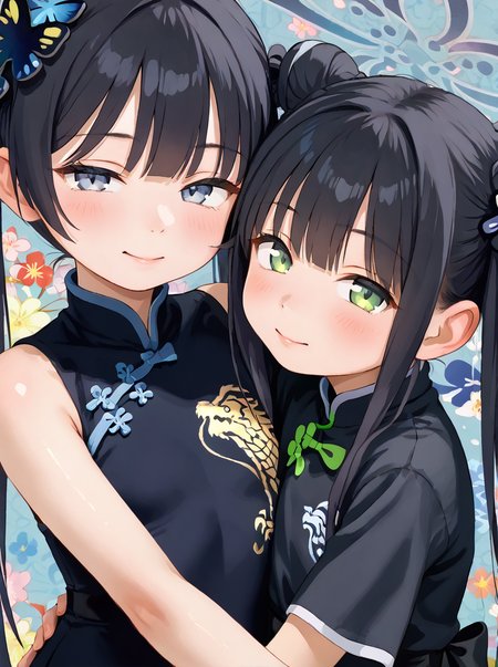 detailed background, shiny skin, posing, rating safe, 
<lora:chipokan.pony:1>,
chipokan,  
 <lora:shunkoki.pony:1>,
shun, kisaki, 2girls,  
upper body,