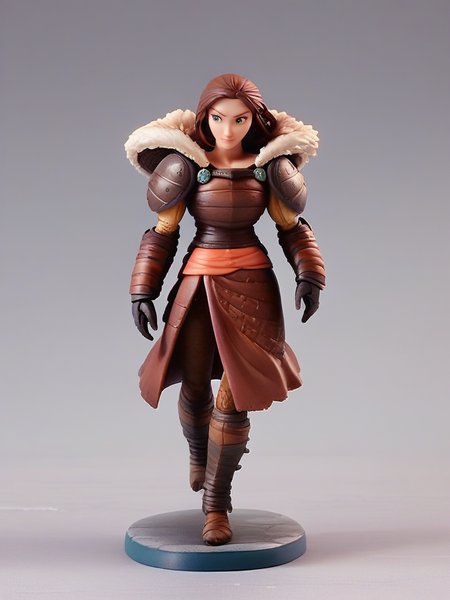 score_9, score_8_up, score_7_up, 1girl, walking, full body, (dynamic pose:1.1), dynamic angle, simple background, 
 <lora:AValka_character:0.8>, ValkaXL, brown hair, green eyes, armor, shoulder armor, pauldrons, fur trim, skirt, pants, gauntlets, cartoon, <lora:Anime_Figure_P1:0.8> figure