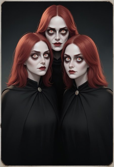 1girl, red hair, mutant, two heads, conjouned