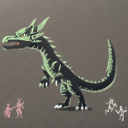 ch4lkdr4wing, chalk, 1boy, phaedrus, no humans, yellow eyes, teeth, sharp teeth, dragon, claws, tail, horns, spikes, open mouth