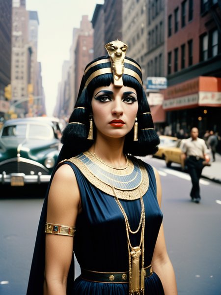 35mm Vintage photo of Cleopatra on the streets of New York City