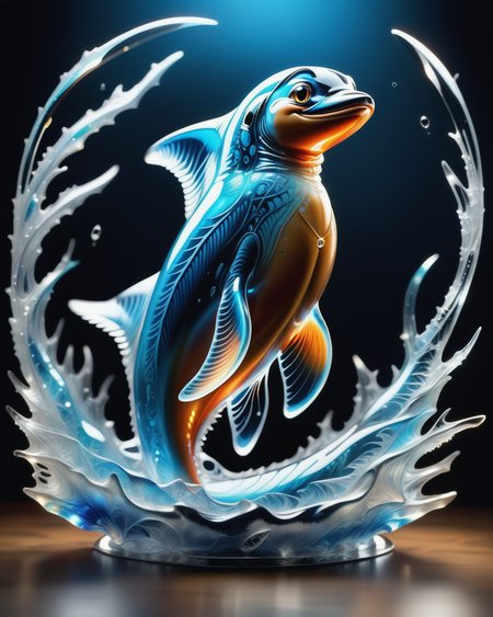 score_9, score_8_up, score_7_up, intricate details, rating_safe,
<lora:BioIceCrystalsPONY:1>, 1boy(made out of Jed-Blmicry, bioluminiscence, translucent,
anthro furry, dolphin,
full body, looking at the viewer, solo, smiling), detailed background, depth of field, subsurface scattering, 
<lora:ral-chrosc-clr:0.3>, ral-chrosc-clr,
<lora:xl_more_art-full_v1:0.3>,
<lora:add-detail-xl:0.3>