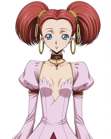 anime coloring,anime screencap,
highres,best quality,masterpiece,
shiny skin,
BREAK
<lora:transparent-background-illustriousxl-lora-nochekaiser:1>,transparent background,(white background:1.1),
Code Geass,
BREAK
<lora:Carine_ne_Britannia_Code_Geass_IL:1>,carbritan,1girl,solo,flat chest,twintails,blue eyes,red hair,short twintails,earrings,short hair,
long sleeves,jewelry,choker,puffy sleeves,necklace,juliet sleeves,hoop earrings,
full body,standing,
upper_body,