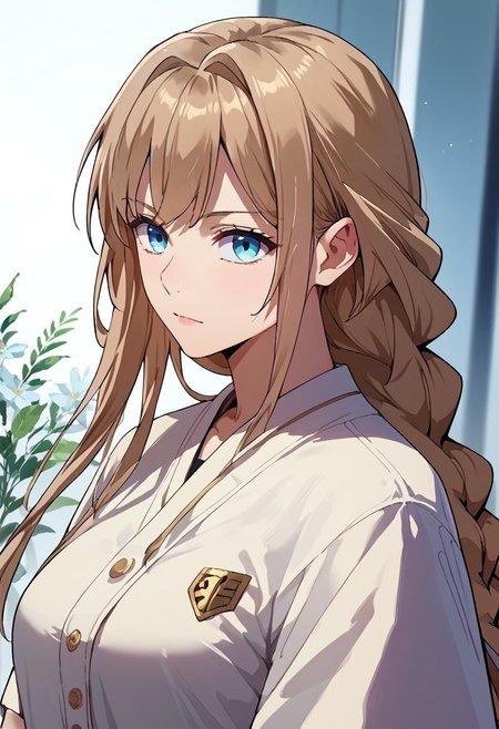 score_9_up, score_8_up, score_7_up, Anime_source, long hair, single braid, light brown hair, blue eyes