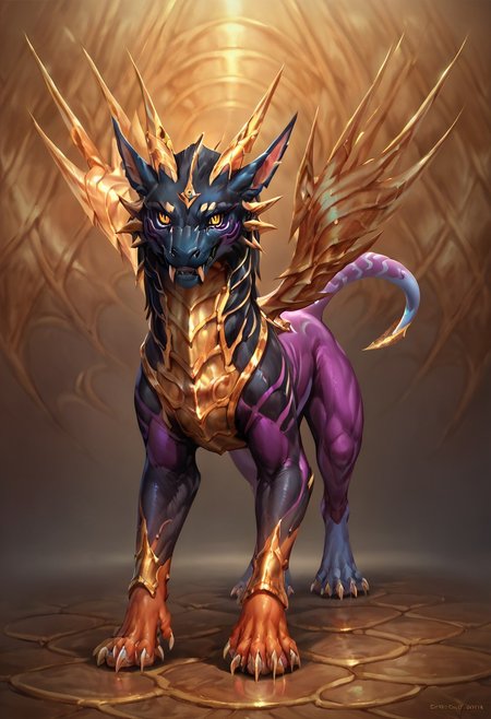 score_9, score_8_up, score_7_up, score_6_up, solo, masterpiece, ultradetailed, by reallynxgirl,  Eothos, Furry dragon,((feral)),  close-up, full body, fangs, ((shiny gold eyes without pupils)), detailed background