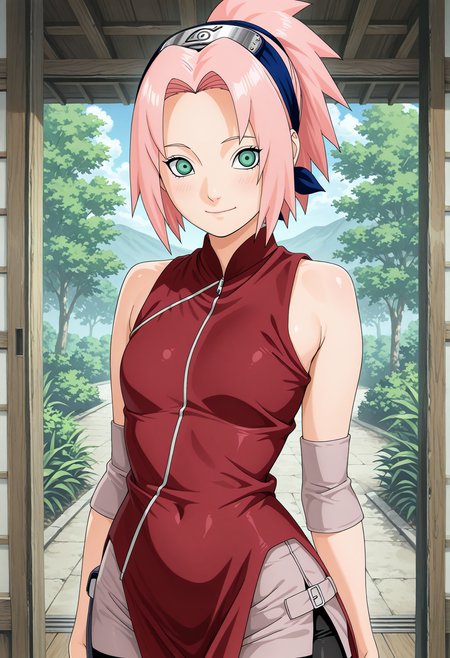 amazing quality,very aesthetic,absurdres,best quality,newest,masterpiece,4k resolution, absurdres, highres, detailed background, 
1girl , haruno sakura,green eyes, <lora:Haruno_Sakura_il2:1> high ponytail, short ponytail,