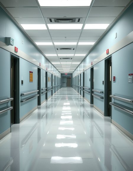 A long, sterile hospital corridor with bright white walls and a polished, reflective floor. The fluorescent ceiling lights cast a cold, clinical glow, emphasizing the cleanliness of the space. The hallway is lined with closed patient rooms, each marked with a small number plate. Stainless steel handrails run along the walls, and a few medical carts are neatly parked near the side. The corridor appears empty, creating a sense of stillness and anticipation. At the far end, a set of double doors with small glass windows leads to another section of the hospital. The atmosphere is quiet, professional, and highly sanitized, evoking a sense of order and precision.
<lora:SDXLFaeTastic2400:0.4> <lora:extremely_detailed:0.4> extremely detailed, <lora:sterile_hospital_c0rr1d0r:1>,sterile hospital c0rr1d0r, Masterpiece,best quality,hi res,8k,hi res,8k,award winning,(sharp focus, intricate, highly detailed),