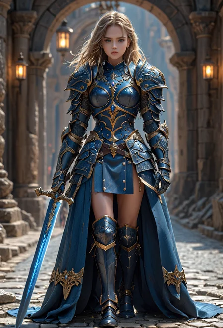 amazing quality, masterpiece, best quality, hyper detailed, ultra detailed, UHD, perfect anatomy, 
fashion show, model, stylish pose, wearing fantastic armor, holding sword, runway, stone road, (random color:1.4),
<lora:HKStyle:0.85>, HKStyle,
<lora:add-detail-xl:0.75>,
<lora:quality1:0.75>,
<lora:extremely_detailed:1.5>, extremely detailed,